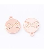 4 Pinky Promise Charms Rose Gold Tone Pinkie Swear Friendship Pendants - £2.05 GBP