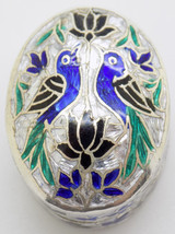 Vintage Italiano Fatto Argento Sterling 925 Uccello Cloisonné Ovale Pill... - £45.06 GBP