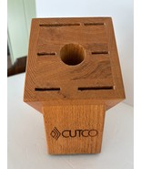 NEW CUTCO 7 SLOT HONEY OAK KNIFE BLOCK MADE IN THE USA HOLDS 6 KNIVES &amp;S... - $40.00