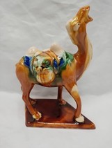 Vintage Chinese Tang Dynasty Style Sancai Glazed Camel Ceramic Hand Painted 6.5&quot; - £33.27 GBP