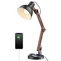 Upgrate Wireless Charging Desk Lamp With Type C Port, Sapele Wood Table Lamp, Sw - £72.75 GBP