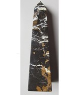 Solid Stone Portoro Marble 4-Sided Obelisk 10 1/4&quot; x 2 1/2&quot; x 2 1/2&quot; - £77.80 GBP