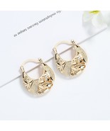 18k Layered real gold filled Round basket hoop earrings - $15.93 CAD