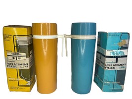 Thermos Vintage Orange &amp; Blue Seeley King Thermos W/Replacement Fillers Outdoors - £34.50 GBP