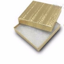 6 Gold Foil Cotton Filled Gift Boxes Jewelry Cardboard Box 3.5 x 3.5 x 1 - £9.40 GBP