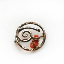 Antique Victorian Gold Filled Coral Brooch C Clasp Tiny Swirl Love Knot ... - $47.52