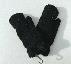 Women&#39;s Winter Glove Knit Mitten with Confetti Cozy Lining Thick Warm Soft Black - £7.44 GBP