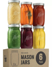 Mason Jars - Food Storage Container - 32 oz 6-Pack - Airtight Container ... - £12.49 GBP