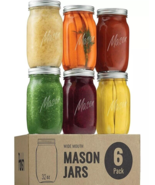 Mason Jars - Food Storage Container - 32 oz 6-Pack - Airtight Container for P... - $15.72
