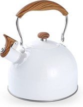 Tea Kettle, 85 OZ / 2.5 Liter Whistling Tea Kettle, Tea Pots for Stove   (White) - £12.40 GBP