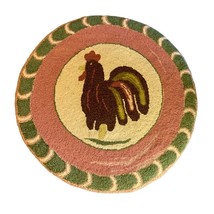 Buttermold Rooster Hooked Rug Chair Pad 15 inch Vintage - $52.46