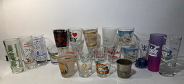 Lot of 21 Shot Glasses Various Locations & Sizes States Places Description - $21.49