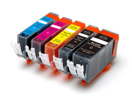 5 Pk New Ink Combo + Smart Chip For Canon 220 221 Pixma Mp620 Mp640 Mx86... - £13.58 GBP
