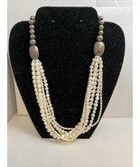 SILPADA Hammered Oxidized Sterling Silver Multi 6 Strand Pearl Necklace - $108.47 CAD