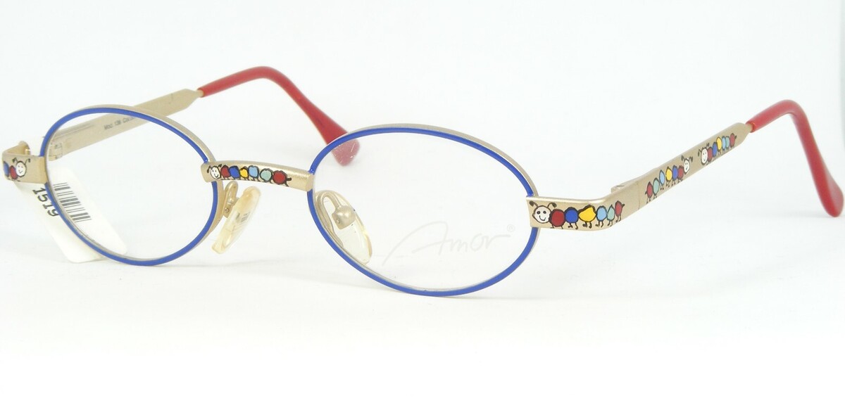 Amor Kinder Modell 135 Farben 007 Blau / Blass Gold Brille Rahmen 39-19-... - $58.61