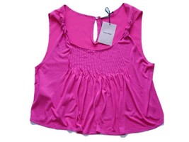 Miu Miu By Prada Fuchsia Pink Gathered Crop Tank Top Fuxia Silk Modal Shirt Xs - £253.21 GBP