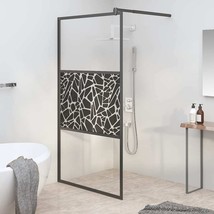vidaXL Walk-in Shower Wall 39.4&quot;x76.8&quot; ESG Glass with Stone Design Black - $4,822.32 MXN