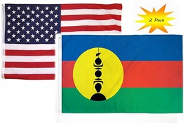 3x5 3x5 Wholesale Set (2 Pack) USA American &amp; New Caledonia Flag Banner Fade R - $9.88