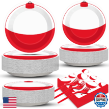 CHUNNIN 200 PC Gone Fishing Party Plates Napkins Fishing Themed Tablewar... - $39.57