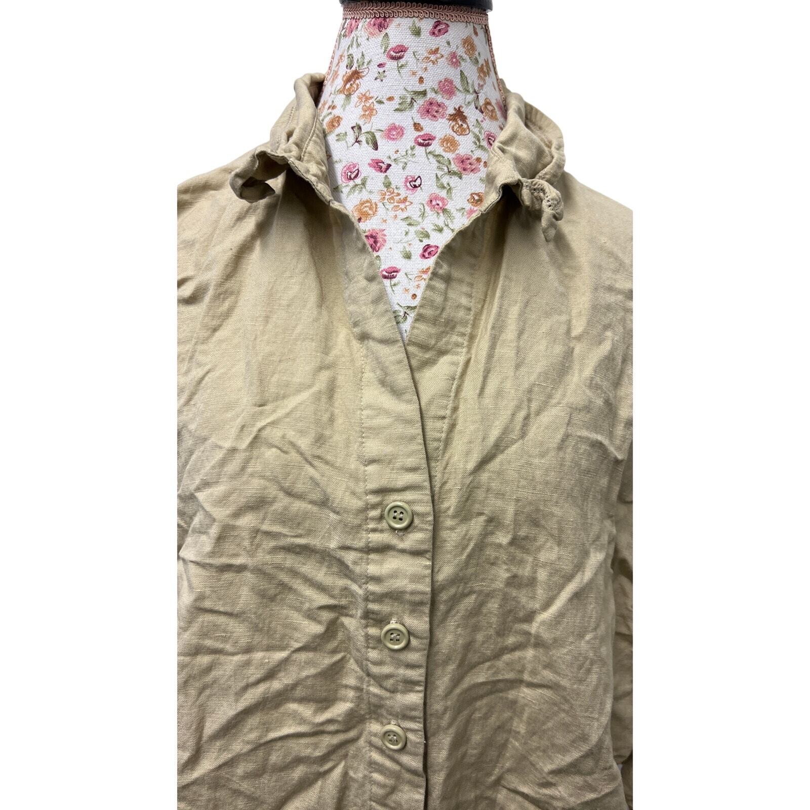Ashley Stewart 22W Beige Linen Blend Button Up Shirt – Plus Size Top Item image 2