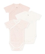 Petit Bateau BABIES&#39; WRAPOVER SHORT-SLEEVED BODYSUITS - 3-PACK SIZES NEW... - $77.54 CAD