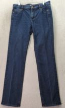 LOFT Jeans Women&#39;s Size 10 Blue Denim Cotton Flat Front Mid Rise Straight Leg - £15.96 GBP