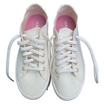 LL Bean sneakers Wm size 6 Medium Eco Bay Knit Lace-up cream/rose gold Nwob - £50.92 GBP