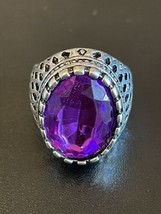 Purple Crystal S925 Antique Silver Woman Ring Size 8 - $14.85