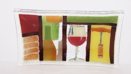 FABULOUS SIGNED 2008 PEGGY KARR FUSED ART GLASS WINE THEMED 9 3/4&quot; x 5 3... - £20.71 GBP