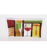 FABULOUS SIGNED 2008 PEGGY KARR FUSED ART GLASS WINE THEMED 9 3/4&quot; x 5 3... - $27.71