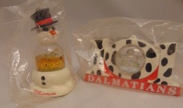 101 DALMATIONS Snowglobes Ornaments 1996 Snowman, Holiday, Disney McDona... - $11.88