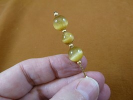 (U-318) 8 + 11mm tan blonde Tiger&#39;s eye gemstone bead gold hatpin Pin ha... - $10.39