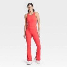Women&#39;S High Neck Flare Long Active Bodysuit - Red M - £25.29 GBP