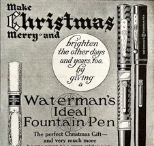 1917 Waterman&#39;s Fountain Pen Christmas Advertisement Antique Ephemera LG... - £15.98 GBP