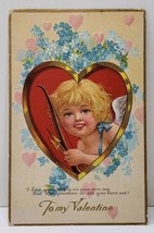 Cherub In a Heart To My Valentine 1910 Embossed To Merrimac Mass Postcard A17 - £3.95 GBP