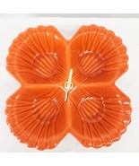 Orange California Pottery Clamshell Serving Tray 4 Sections MCM 10&quot; X 10&quot; - $70.97 CAD