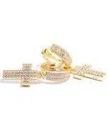Uomo Zircone Cubico Croce Pendente Pendenti/Orecchini a Cerchio 14K Plac... - €54,01 EUR