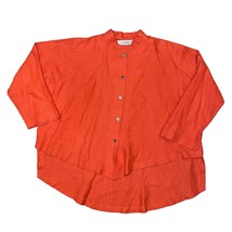 ITEMZ Chris Baumgartner Linen Button Up Shirt Top Lagenlook Orange OS On... - £29.64 GBP