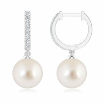 South Sea Cultured Pearl Drop, Dangle Earrings in 14K Gold (Grade-AAAA, 9MM) - £1,106.49 GBP