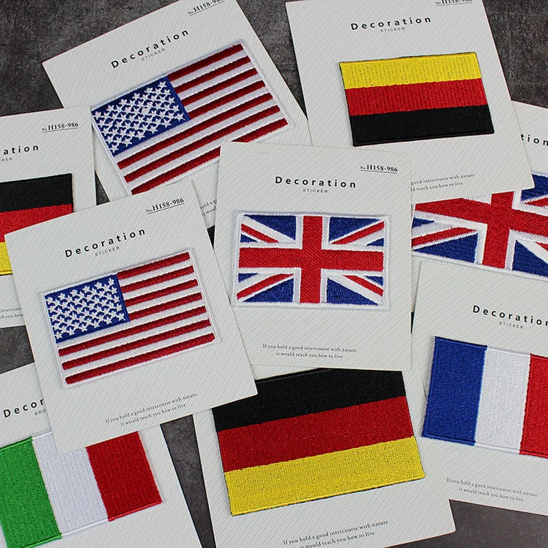 Tes united kingdom italy france germany small size flag stickers embroidery badges iron thumb200