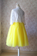 YELLOW Midi Tulle Skirt Outfit Women A-line Custom Plus Size Tulle Midi Skirt image 8