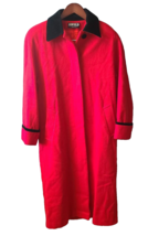 Jofeld Women&#39;s Long Red Wool Coat Med. Velvet Water, stain resistant Bla... - $17.41