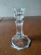 Pottery Barn 5-1/2" Octagonal Clear Glass Candlestick, Excellent Condition - $17.82