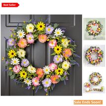22 Inch Spring Wreaths for Front Door with Lavender Daisy and Eucalyptus... - $40.54
