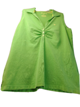 Eddie Bauer Pique Womens Vest Green Buttons Logo Size Large 1368 - £7.05 GBP