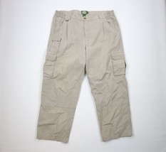 Vintage Cabelas Mens 42x32 Distressed Wide Leg Double Knee Cargo Pants Beige - £35.51 GBP