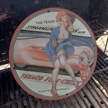 Vintage 1934 Texaco ''Fire-Chief'' Filling Station Porcelain Gas & Oil Sign - $125.00