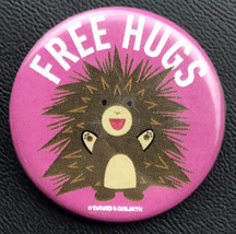 Free Hugs Pin Button Pinback Porcupine David And Goliath - £8.00 GBP