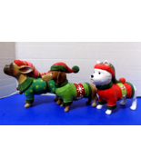 NEW Christmas Holiday Dogs Figurine Dachshund Bulldog Terrier - £29.41 GBP