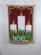 VTG Heavy Beaded Noel Christmas Kitchen Wall Hanging 14 X 10 Handmade Crafts - £11.40 GBP